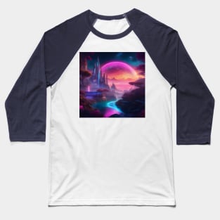 Futuristic Neon World Baseball T-Shirt